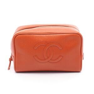 Chanel Coco Mark pouch bag brown calfskin leather